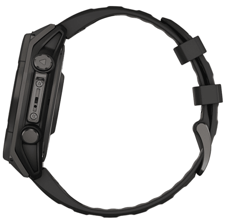 Умные часы Garmin Fenix 8 47 мм, Solar, титан с DLC, сапфир, силиконовый ремешок цвета чёрный/«серая галька»