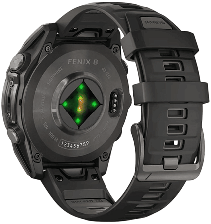 Умные часы Garmin fenix 8 47 мм, AMOLED, титан с DLC, сапфир, силиконовый ремешок цвета чёрный/«серая галька»