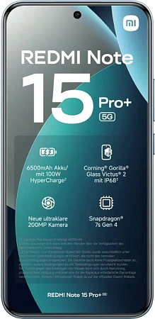 Смартфон Xiaomi Redmi Note 15 Pro+ (5G) 8/256 ГБ Голубой