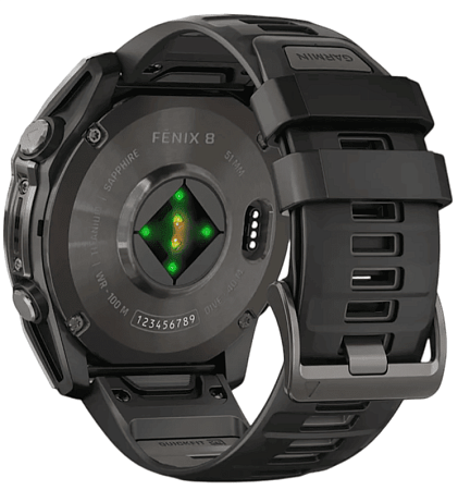 Умные часы Garmin fenix 8 51 мм, AMOLED, титан с DLC, сапфир, силиконовый ремешок цвета чёрный/«серая галька»